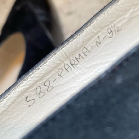 Silvia Fiorentina Cap Toe Blk Luxury Suede Leather Spectator Heel Italy 9.5N - Picture 9 of 15